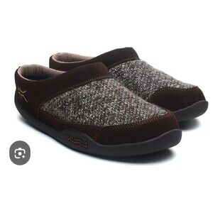 Mens KURU Draft slip-on mules Slipper Cocoa Brown Heather Knit 10M Comfort Cozy
